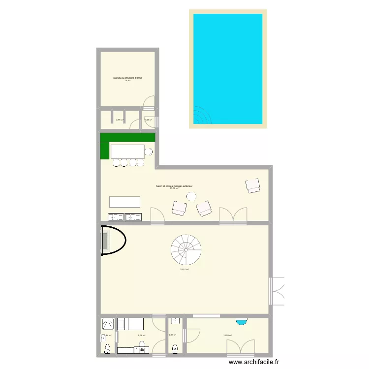 Maison cactus rez de chauss&eacute;. Plan de 