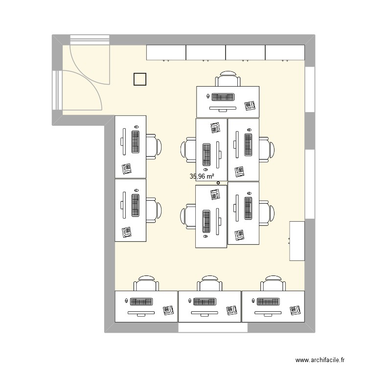 Bureau droit Arkadia 2. Plan de 1 pièce et 36 m2