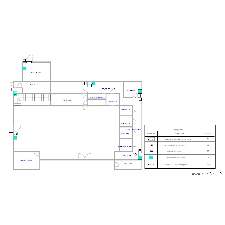 Plan akwa  RDC accès prop. Plan de 19 pièces et 137 m2