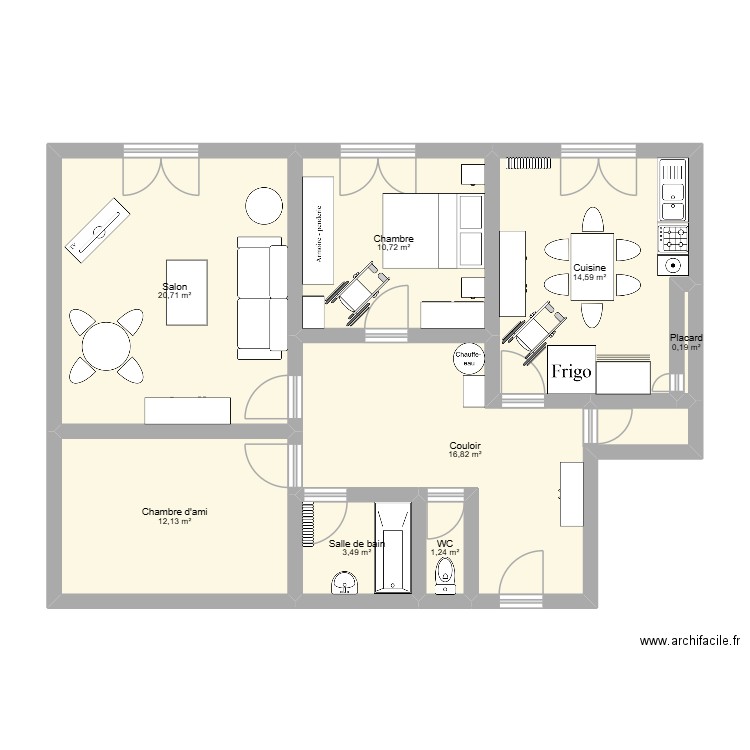 VAD. Plan de 8 pièces et 80 m2
