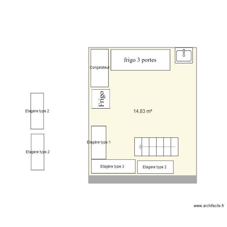 Sous sol. Plan de 1 pièce et 15 m2