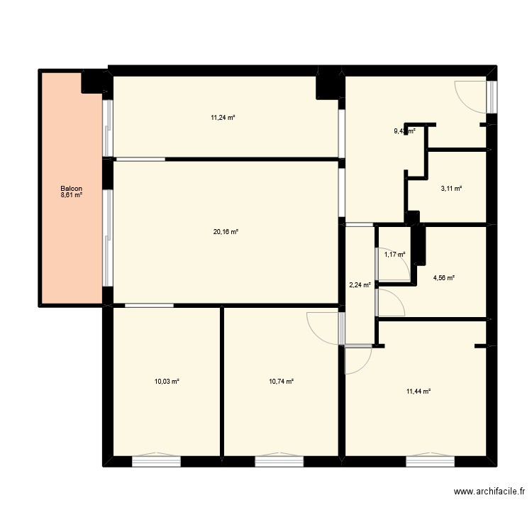 BELLOUKRIF. Plan de 14 pièces et 93 m2