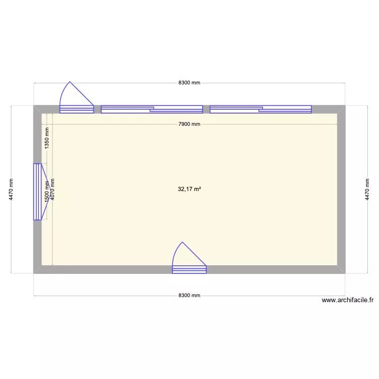 Appartement terrasse Ledoux. Plan de 1  et 32 m²