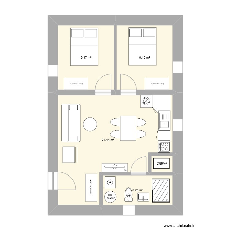 Landéda. Plan de 9 pièces et 97 m2