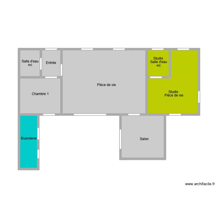 Dureau ye. Plan de 8  et 37 m²