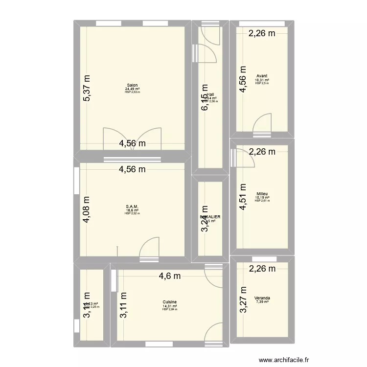 Plan REZ Liers. Plan de 9 pièces et 99 m² Plan REZ Liers. Plan de 9 pièces et 99 m²