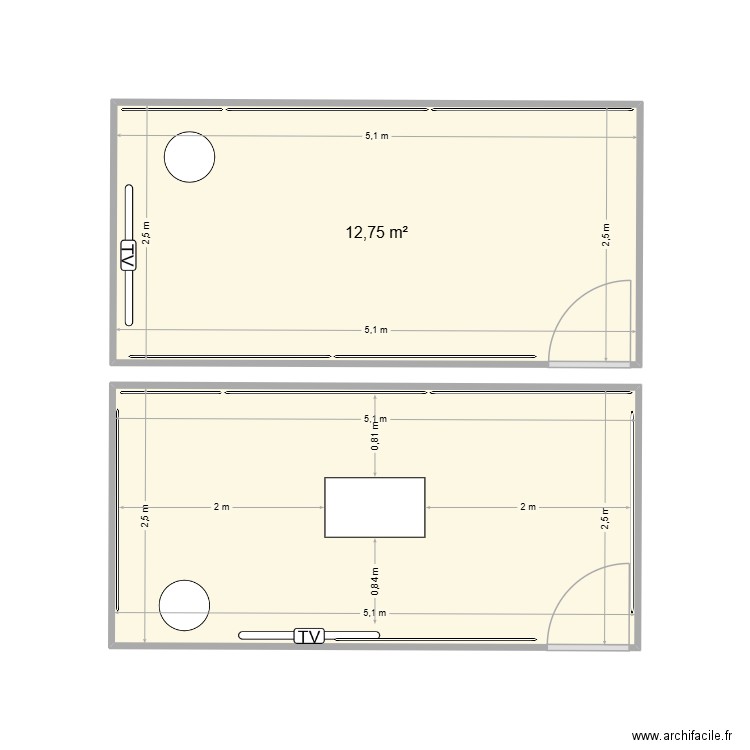 Salle PSM UAP3. Plan de 2 pièces et 26 m2