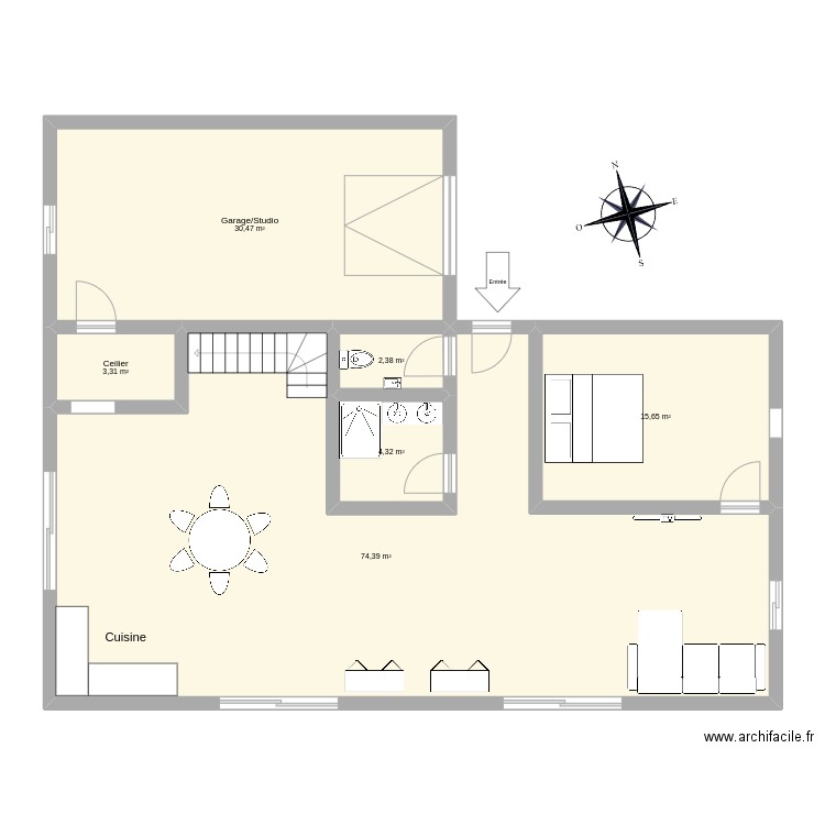 maison4. Plan de 6 pièces et 131 m2