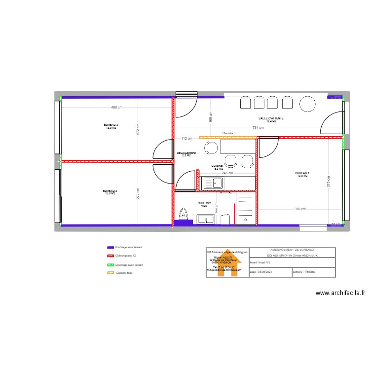 PLAN ETAT DES LIEUX ANDRIEUX 6. Plan de 3 pièces et 66 m2