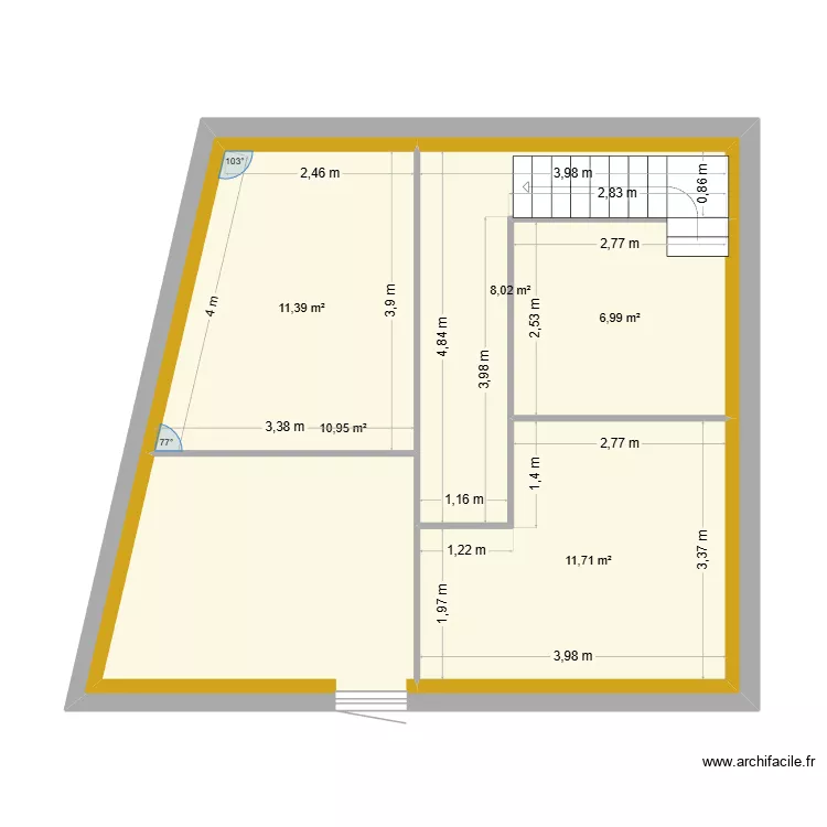Maison Fumet 1er &eacute;tage esquisse. Plan de 5  et 93 m²