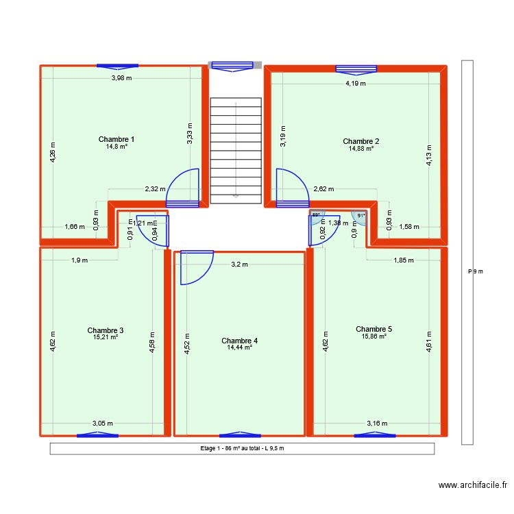 Gilly Ch Fl 655 Etage 1 Target. Plan de 5 pièces et 75 m2