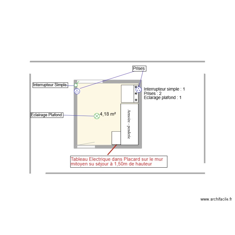 Pibrac Cellier. Plan de 1 pièce et 4 m2