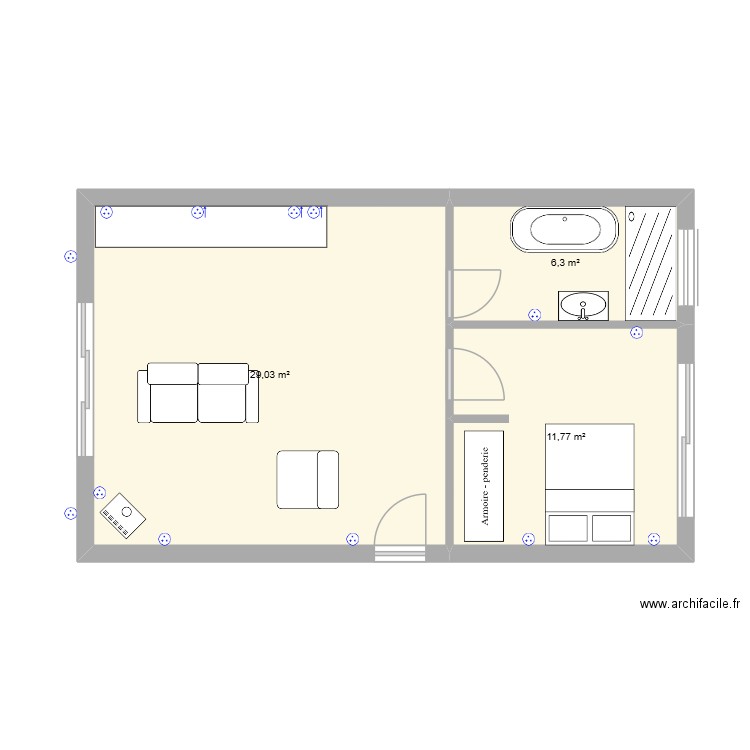 Sao Bernadino Annexo. Plan de 3 pièces et 47 m2
