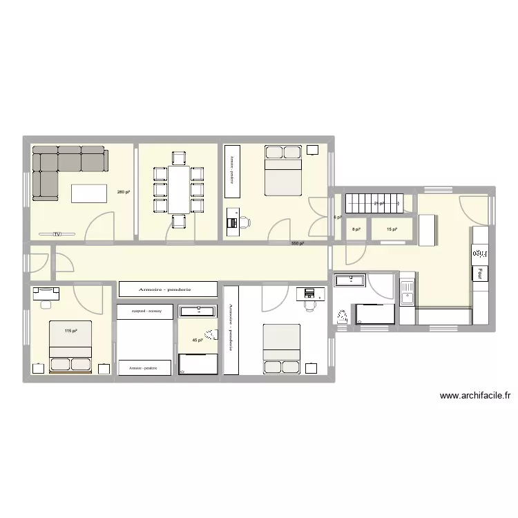 RDC cuisine v3. Plan de 8 Pièces et 97 m² RDC cuisine v3. Plan de 8 Pièces et 97 m²