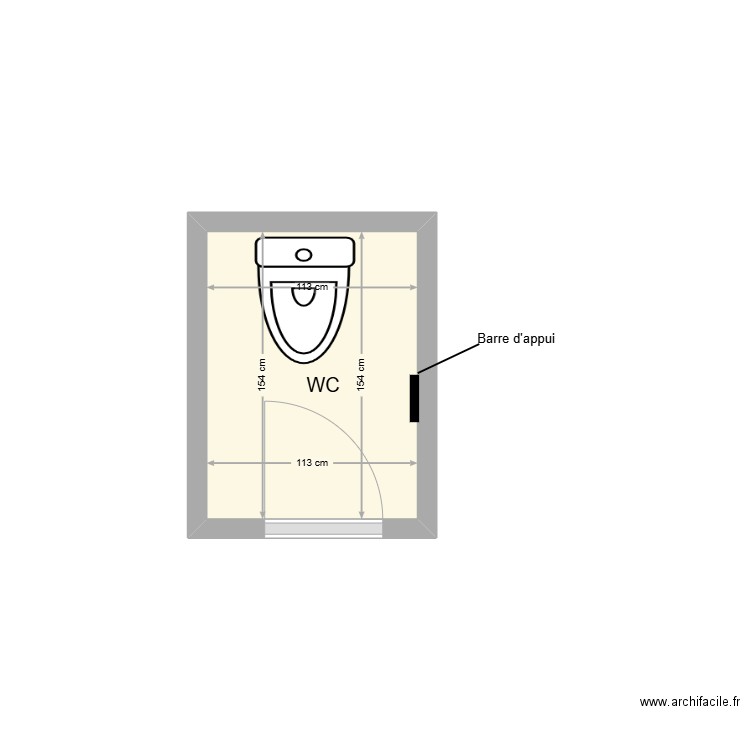 BARTHES Margueritte 1. Plan de 1 pièce et 2 m2