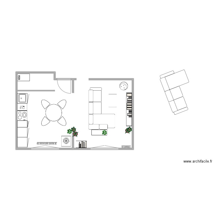 cuisine ouverte sur salon. Plan de 0 pièce et 0 m2
