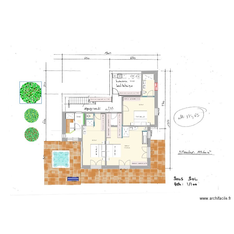 REZ v3 JARDIN SAMOENS 3CH+SAUNA V2. Plan de 4 pièces et 74 m2