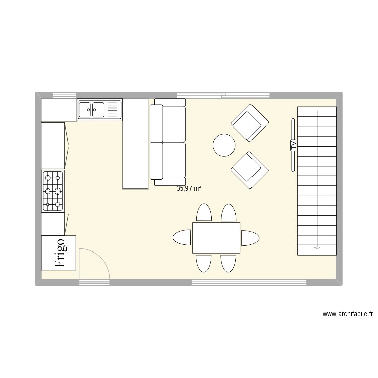 Grainville RDC01. Plan de 1 pièce et 36 m2