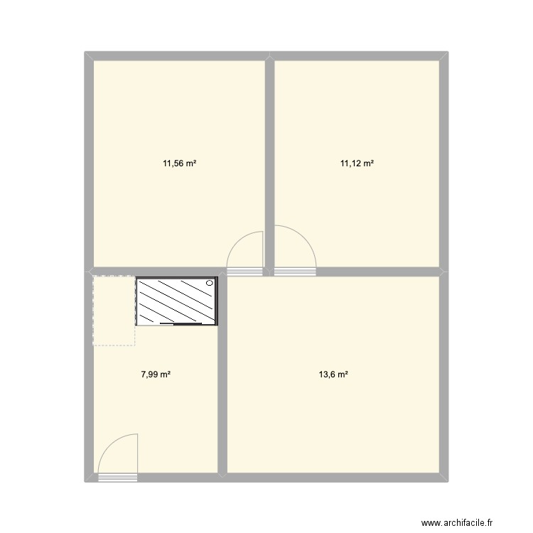 Test 2 réel. Plan de 4 pièces et 44 m2