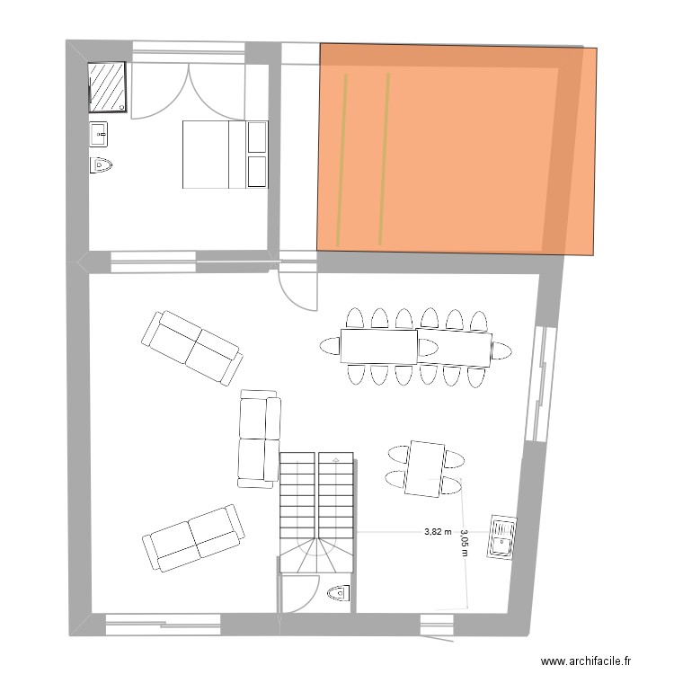 projet C7 global. Plan de 1 pièce et 80 m2