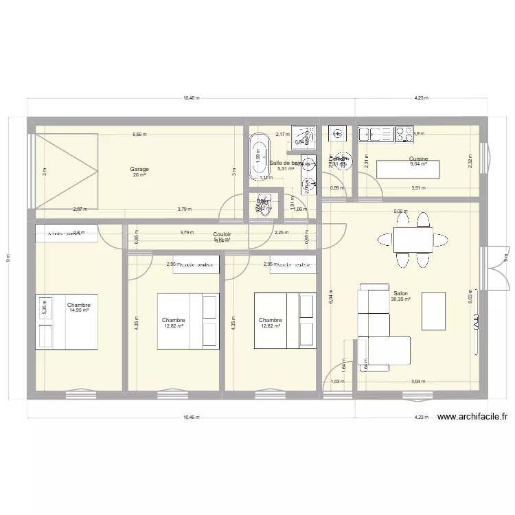 Plan V3. Plan de 10  et 114 m²
