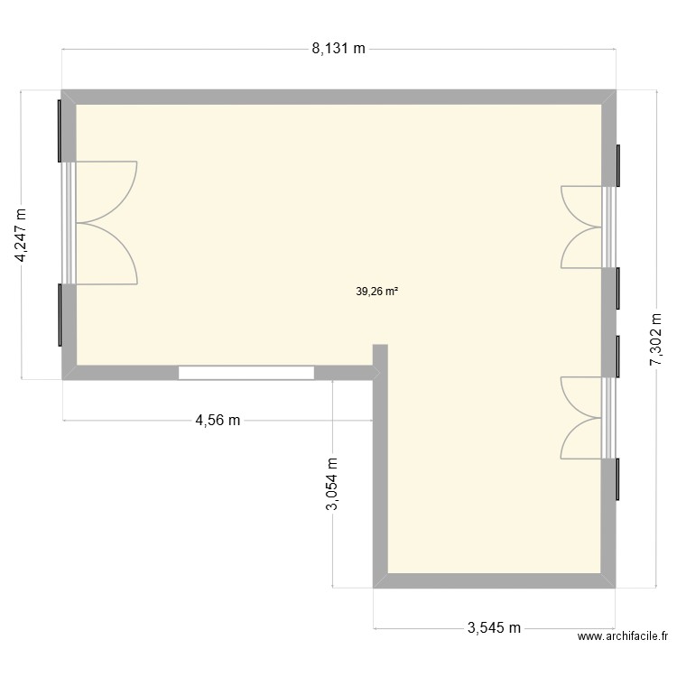 Beynes Sallon / cuisine. Plan de 1 pièce et 39 m2