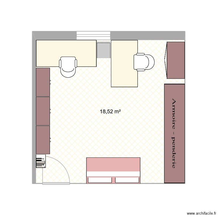 BUREAU. Plan de 1 pièce et 19 m2