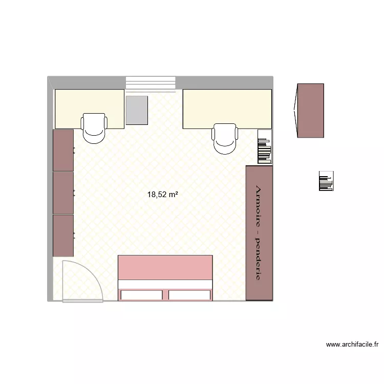 BUREAU. Plan de 1  et 19 m²