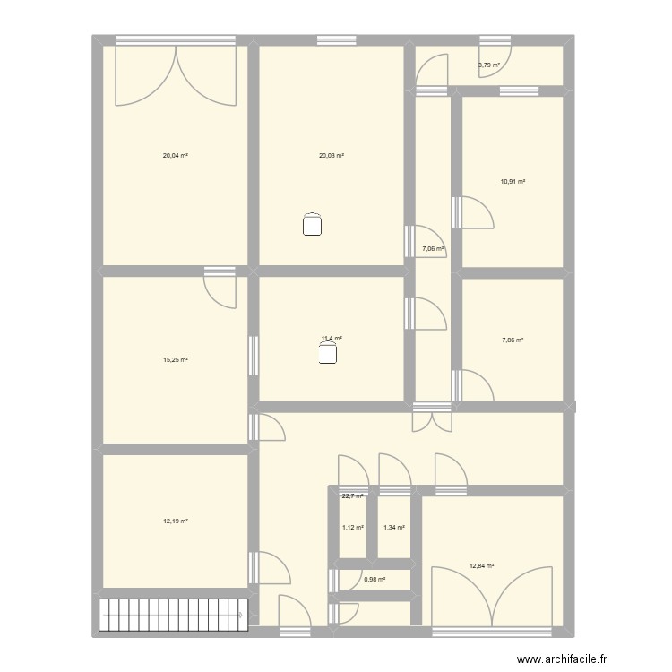 ghjk. Plan de 14 pièces et 148 m2