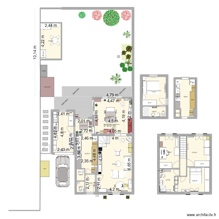 Les Molières agrandissement. Plan de 18 pièces et 148 m2