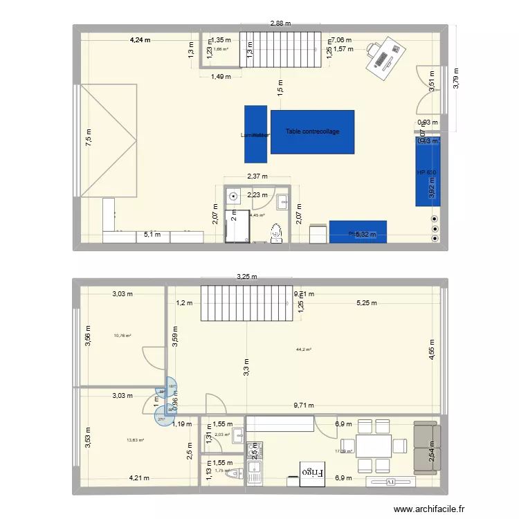 Lognes 1 zoom WC. Plan de 9  et 185 m²