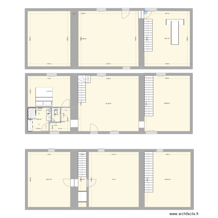 Moulin. Plan de 12 pièces et 275 m2