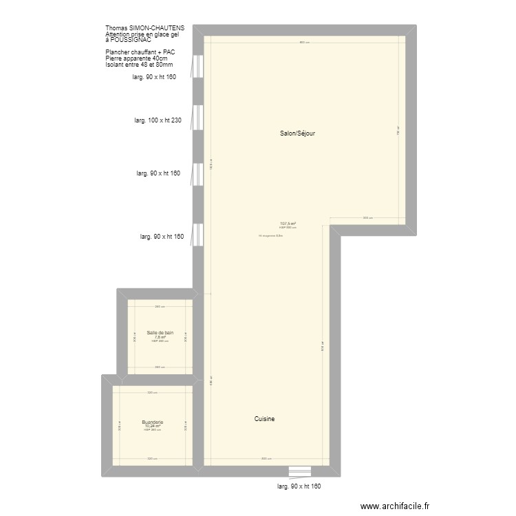 SIMON-CHAUTENS Thomas. Plan de 3 pièces et 126 m2