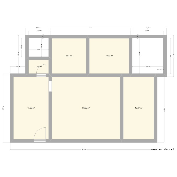 st ouen. Plan de 6 pièces et 80 m2