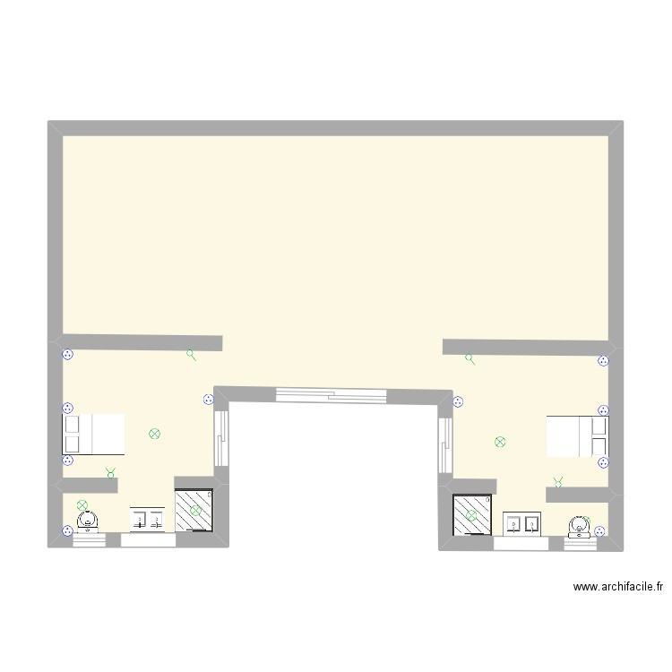sdb. Plan de 1 pièce et 57 m2