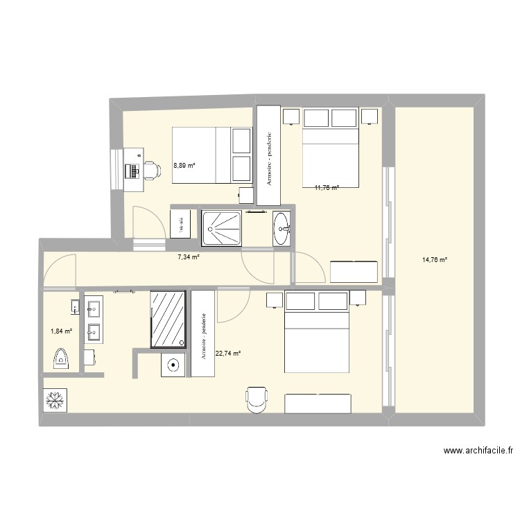 ch2. Plan de 6 pièces et 67 m2