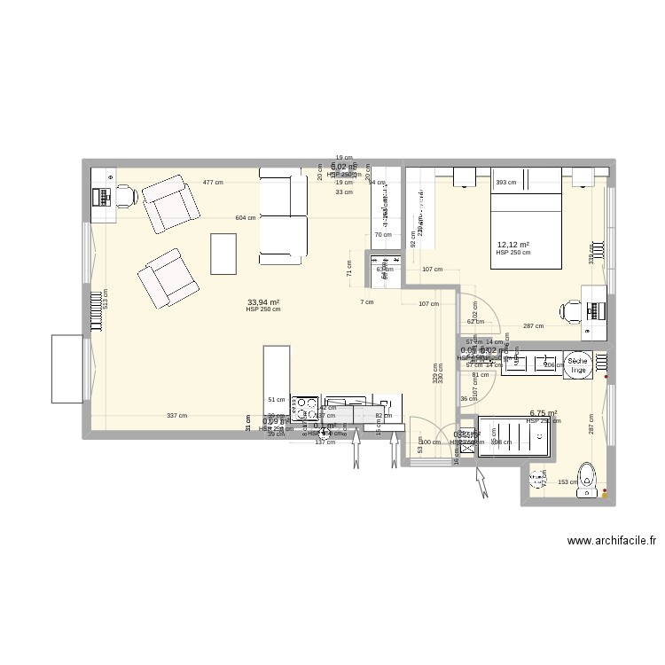 03 Boulogne Plan projet 5. Plan de 9 pièces et 53 m2