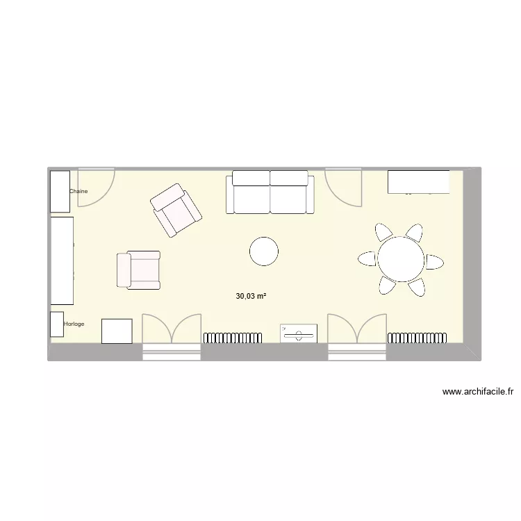 Salon Tata 2. Plan de 1  et 30 m²