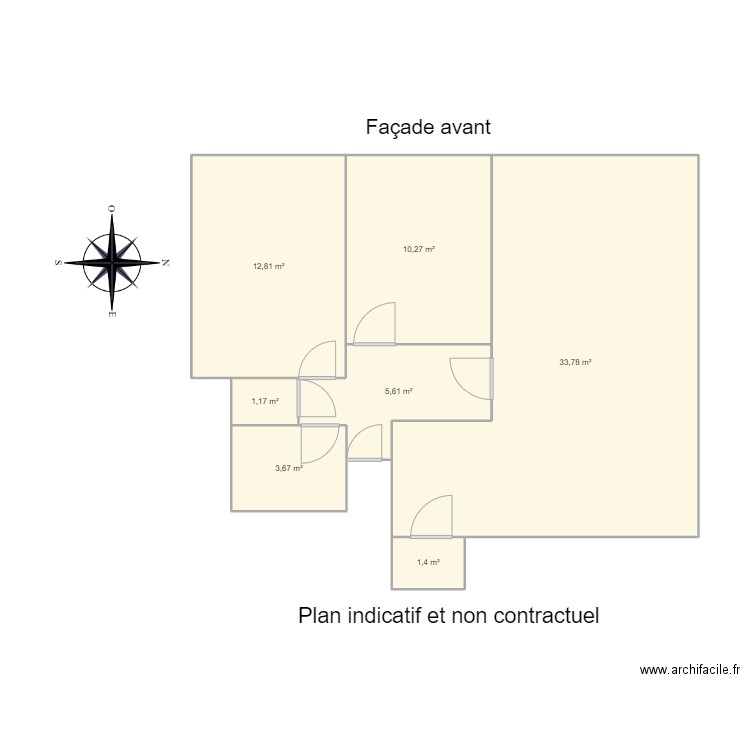 carlier. Plan de 7 pièces et 69 m2