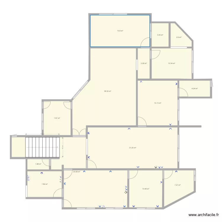 Plan GB. Plan de 15  et 194 m²