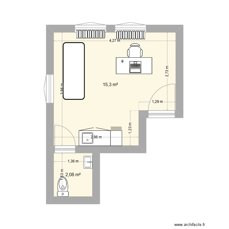 CABINET MEDICAL 2 TANASA. Plan de 2 pièces et 17 m2