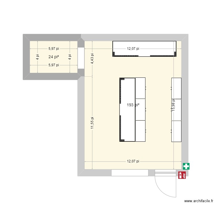 Magasin 2024. Plan de 2 pièces et 20 m2