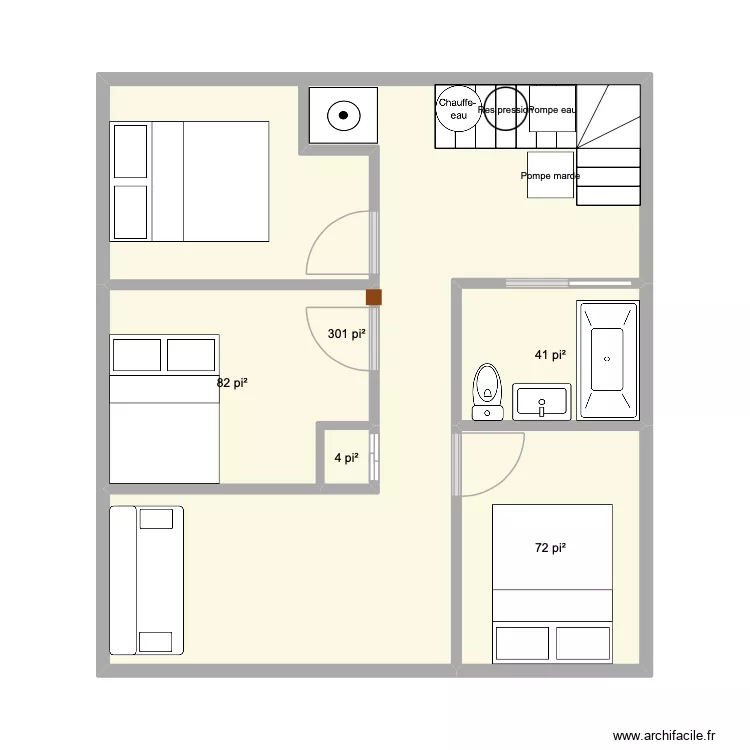 soussol final. Plan de 5  et 46 m²