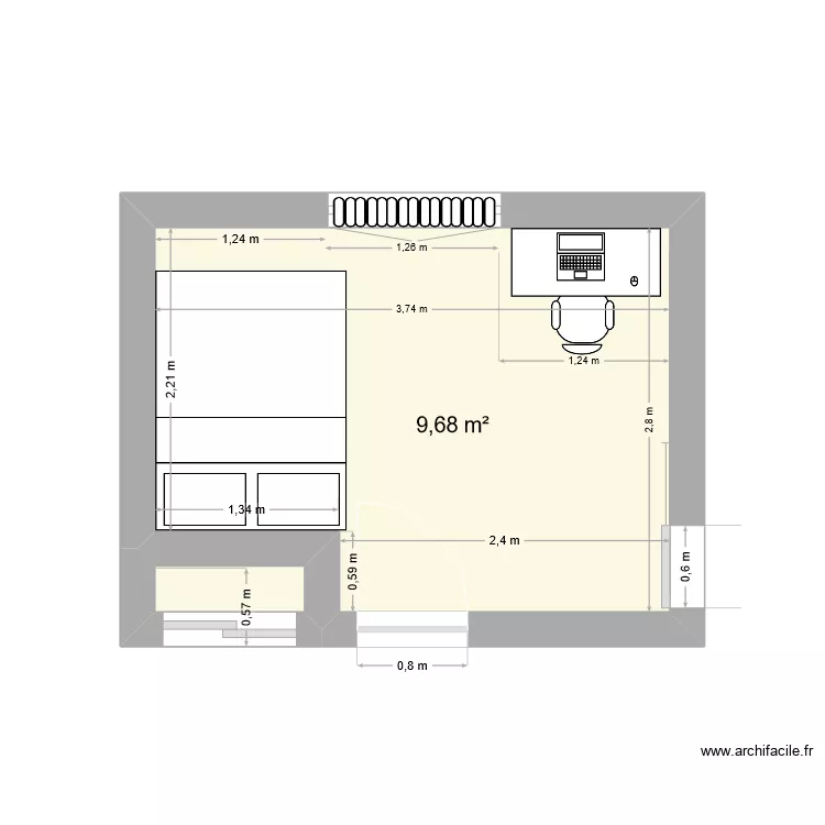 Chambre Lorette. Plan de 