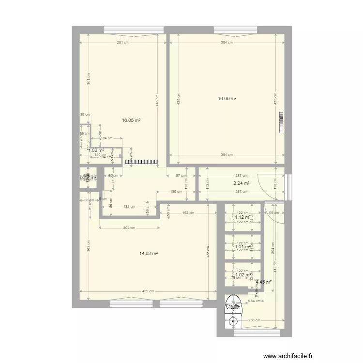 COUBERTIN 55m&sup2; 3 STUDIOS. Plan de 