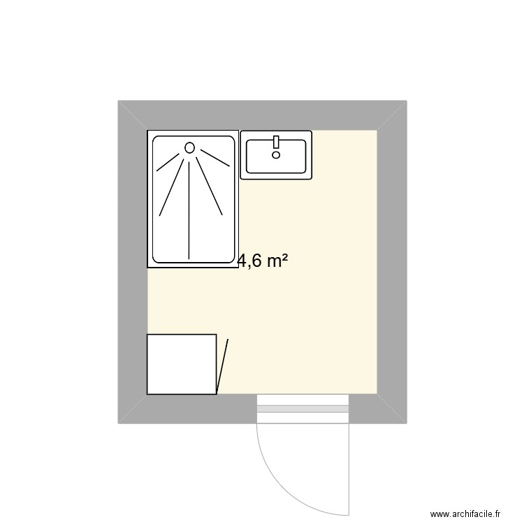13RS SDB. Plan de 1 pièce et 5 m2