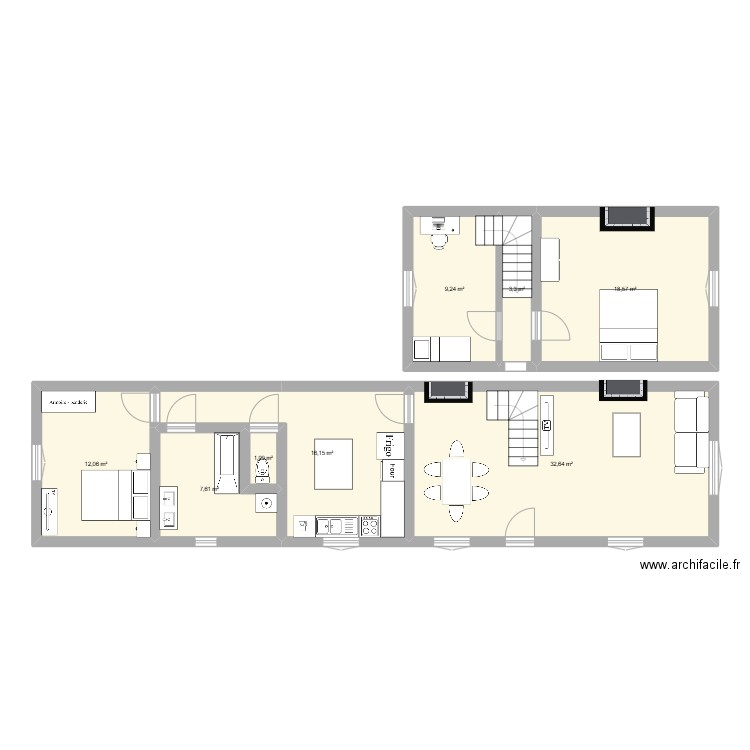 Plan A. Plan de 8 pièces et 101 m2