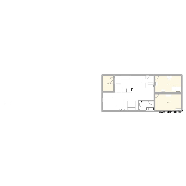 Appartement X. Plan de 3 pièces et 54 m2