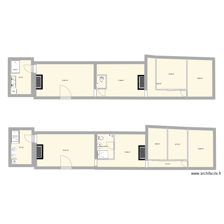 resthervébase. Plan de 14 pièces et 152 m2