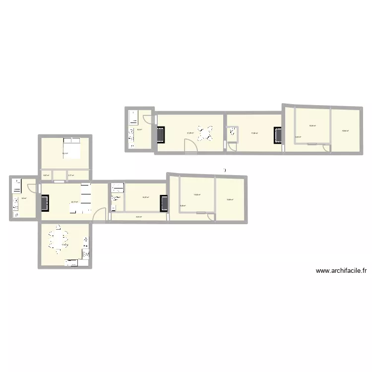 restherv&eacute;base. Plan de 18  et 187 m²